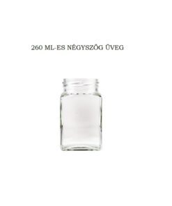 260 ml-es négyszög üveg tetővel
