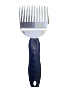 Fedelezővilla rozsdamentes acél 18 tűs kék